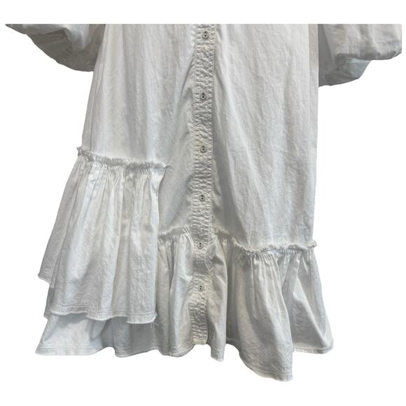 AJE Ambience Puff Sleeve Shirt Dress In Pure White Size 4/US 0 - Picture 3 of 13